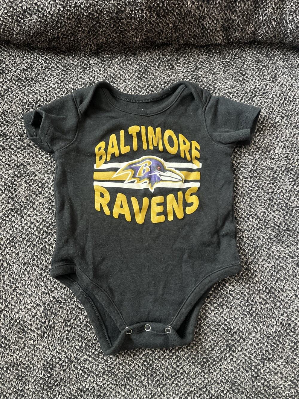 Baltimore Ravens Baby One Pc 6-9 months Football NFL Team Apparel Cotton Snap